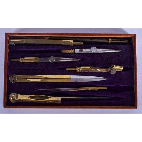 318 - THREE ANTIQUE SCIENTIFIC CASED DRAWING INSTRUMENT SETS. Largest 25 cm x 16 cm. (3)