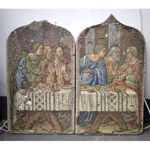 320 - A VERY LARGE RARE PAIR OF 19TH CENTURY ECCLESIASTICAL MICRO MOSAIC STONE PANELS formerly in a Victor... 