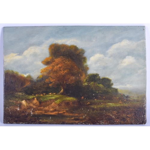 354 - English School (19th Century) Oil on board, Rural landscape. 25 cm x 17.5 cm.