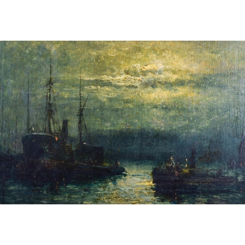 355 - English School (19th Century) Oil on board, Moonlit coastal view. 15 cm x 19 cm.