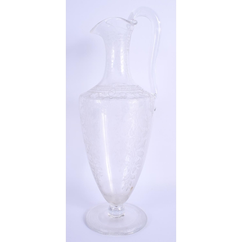 36 - A FINE 19TH CENTURY ENGLISH CRYSTAL GLASS EWER by Stourbridge Richardson & Webb. 34 cm high.