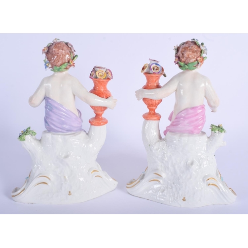 51 - A PAIR OF 19TH CENTURY SAMSONS OF PARIS PORCELAIN FIGURES after 18th century Chelsea Derby originals... 