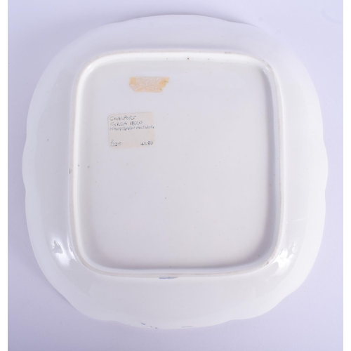 68 - AN EARLY 19TH CENTURY ENGLISH PORCELAIN SQUARE FORM DISH possibly moulded in the Nantgarw factory, p... 