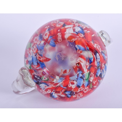 7 - AN UNUSUAL EUROPEAN CANDY CANE GLASS TEAPOT. 11 cm wide.