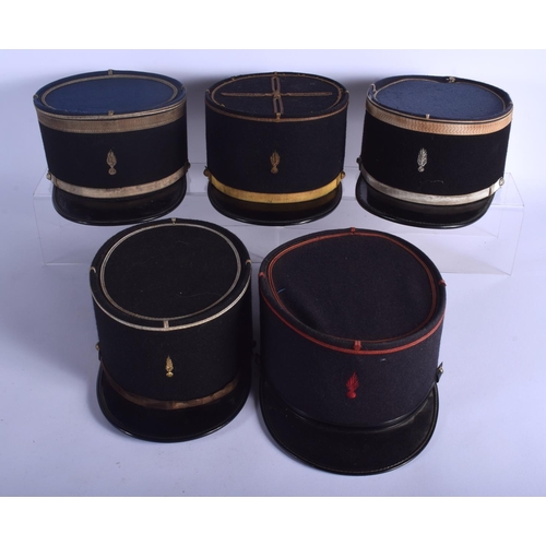 738 - FIVE VINTAGE FRENCH MILITARY HATS. (5)