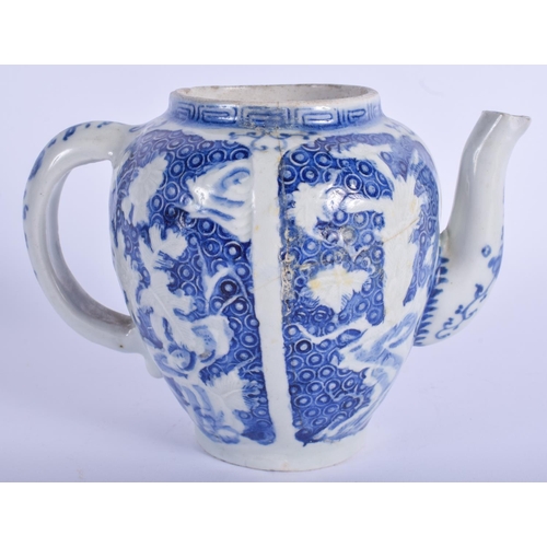 99 - A VERY LATE 18TH/19TH CENTURY ENGLISH PEARLWARE TEAPOT AND COVER Chinese style, decorated with mould... 