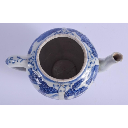 99 - A VERY LATE 18TH/19TH CENTURY ENGLISH PEARLWARE TEAPOT AND COVER Chinese style, decorated with mould... 