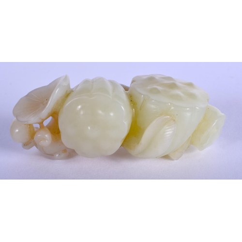 1331 - A GOOD 18TH/19TH CENTURY CHINESE CARVED GREENISH WHITE JADE FRUITING POD Qianlong/Jiaqing, naturalis... 