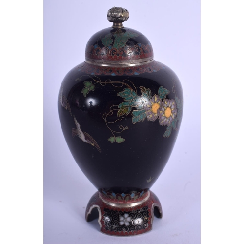 1334 - A 19TH CENTURY JAPANESE MEIJI PERIOD CLOISONNE ENAMEL VASE AND COVER possibly made in the Workshop o... 