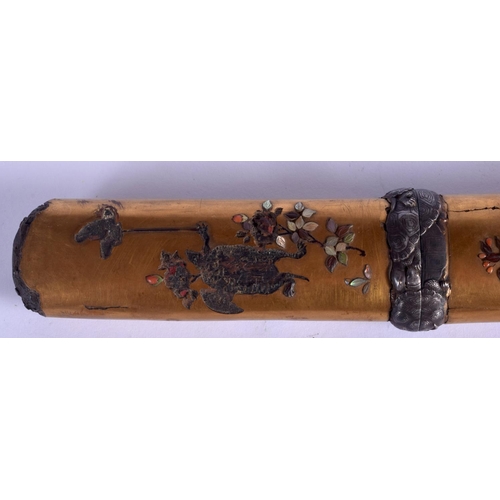 1340 - A FINE 19TH CENTURY JAPANESE MEIJI PERIOD GOLD LACQUER INLAID SHIBAYAMA TANTO KOSHIRAE the blade of ... 