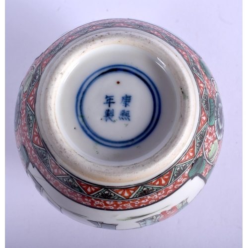 1343 - A 19TH CENTURY CHINESE FAMILLE VERTE PORCELAIN GINGER JAR Guangxu, Kangxi style. 13 cm x 8 cm.