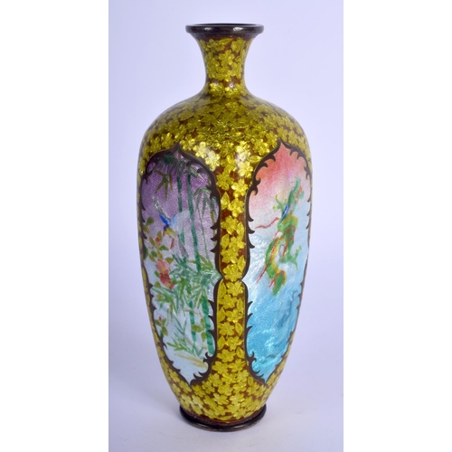 1344 - A VERY UNUSUAL 19TH CENTURY JAPANESE MEIJI PERIOD CLOISONNE ENAMEL VASE decorated with carp and drag... 