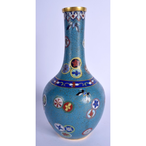 1645 - A LARGE 19TH CENTURY CHINESE CLOISONNE ENAMEL VASE Qing, decorated with roundels and a geometric bod... 