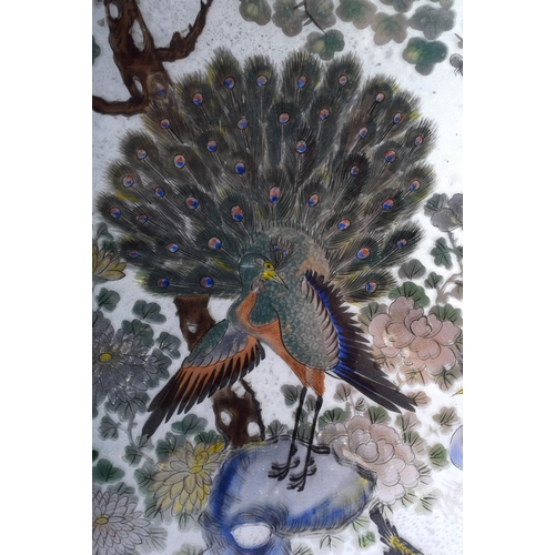 1651 - A VERY RARE PAIR OF 19TH CENTURY CHINESE REVERSE PAINTED GLASS PANELS Qing, painted with birds and l... 