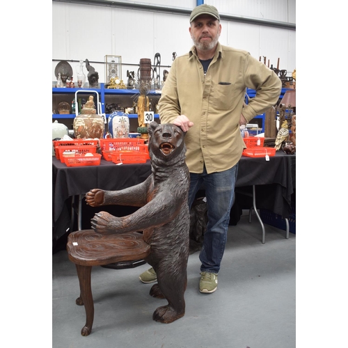 2349 - A VERY RARE LARGE 19TH CENTURY BAVARIAN BLACK FOREST THRONE CHAIR formed as a standing bear with arm... 