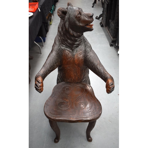 2349 - A VERY RARE LARGE 19TH CENTURY BAVARIAN BLACK FOREST THRONE CHAIR formed as a standing bear with arm... 