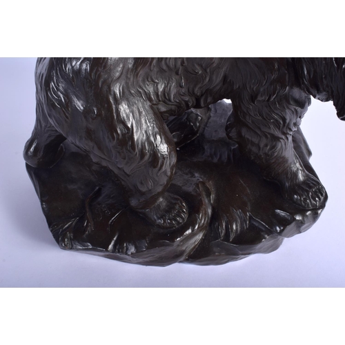 2354 - A LARGE 19TH CENTURY FRENCH BRONZE FIGURE OF A ROAMING BEAR modelled roaming upon a naturalistic out... 