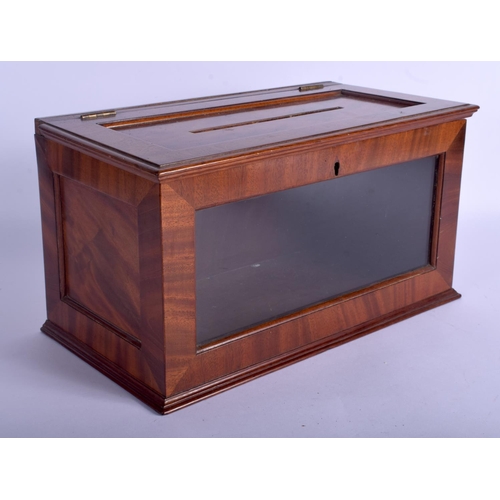 2357 - A 19TH CENTURY MAHOGANY DESK LETTER BOX with glass panel. 32 cm x 19 cm.