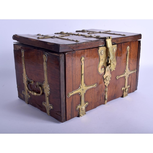 2359 - A LOVELY EARLY 18TH CENTURY CONTINENTAL WALNUT FRUITWOOD BOX with period bronze mounts and fitted in... 