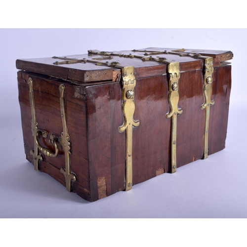 2359 - A LOVELY EARLY 18TH CENTURY CONTINENTAL WALNUT FRUITWOOD BOX with period bronze mounts and fitted in... 