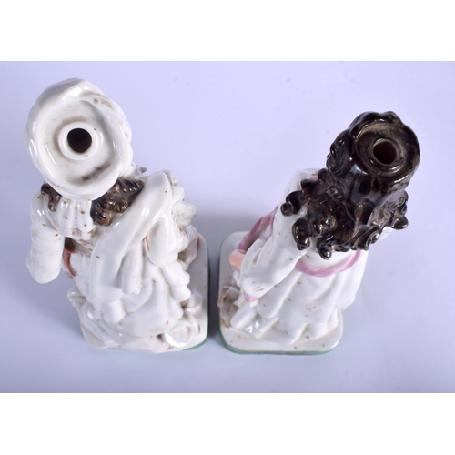 45 - A LARGE PAIR OF 19TH CENTURY FRENCH JACOB PETIT PORCELAIN SCENT BOTTLES formed as an Eastern male an... 