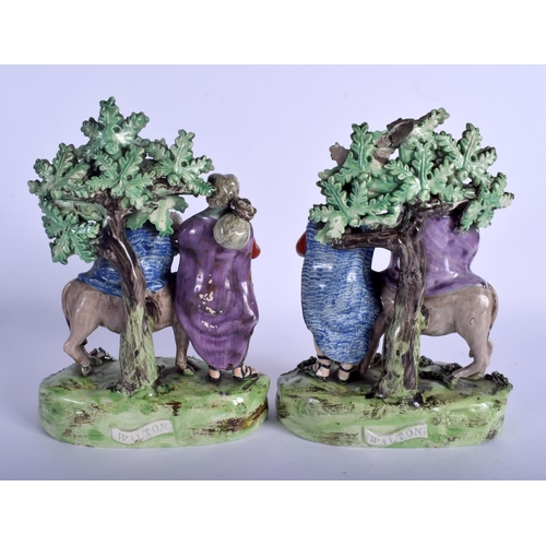 46 - A LARGE PAIR OF EARLY 19TH CENTURY WALTON FIGURAL GROUPS Flight & Return from Egypt, modelled with f... 