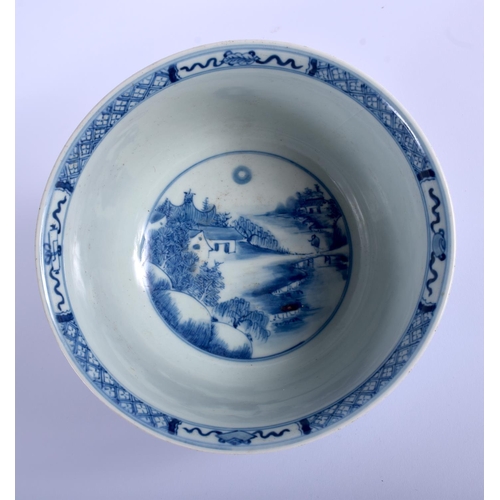 1006 - A CHINESE QING DYNASTY BLUE AND WHITE PORCELAIN BOWL Kangxi mark and possibly of the period, painted... 