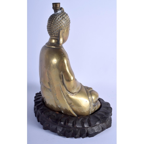 1060 - A LARGE 19TH CENTURY CHINESE BRONZE FIGURE OF A BUDDHA modelled with clasped hands. Bronze 25 cm x 1... 