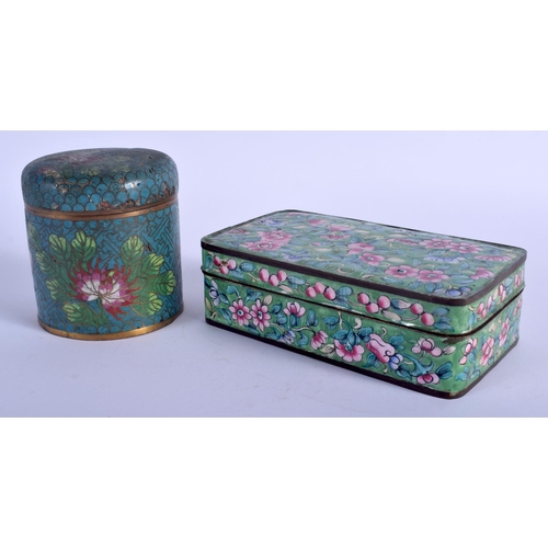 1061 - A 19TH CENTURY CHINESE CANTON ENAMEL BOX AND COVER Late Qing, together with a cloisonne box. Largest... 