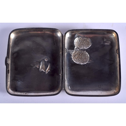 1073 - A 19TH CENTURY JAPANESE MEIJI PERIOD SILVER CIGARETTE CASE decorated with ducks. 86 grams. 7 cm x 9 ... 