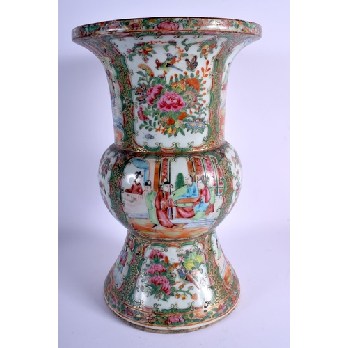 1086 - A LARGE 19TH CENTURY CHINESE FAMILLE ROSE PORCELAIN YEN YEN VASE Qing, painted with figures and land... 