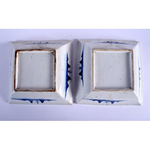 1089 - A RARE PAIR OF 19TH CENTURY CHINESE BLUE AND WHITE DISHES Qing, painted with immortals in various pu... 