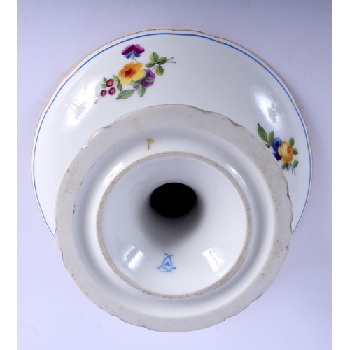 113 - A 19TH CENTURY FRENCH SEVRES PORCELAIN COMPORT TAZZA painted with floral sprays. 12 cm x 20 cm.