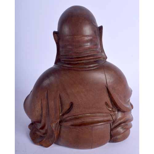 1138 - A 19TH CENTURY CHINESE CARVED HARDWOOD FIGURE OF A BUDDHA Qing. 16 cm x 10 cm.