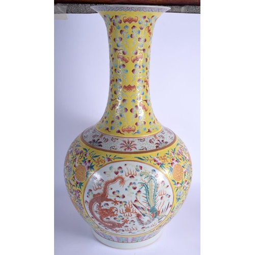 1143 - A VERY LARGE EARLY 20TH CENTURY CHINESE FAMILLE ROSE PORCELAIN VASE Guangxu mark and period, painted... 