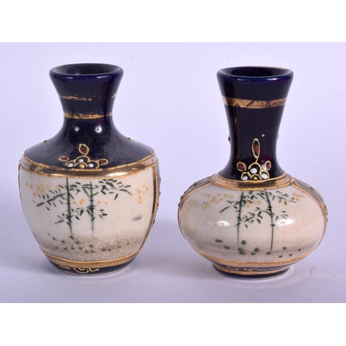 1150 - A PAIR OF EARLY 20TH CENTURY JAPANESE TAISHO PERIOD SATSUMA VASES together with a locust box etc. La... 