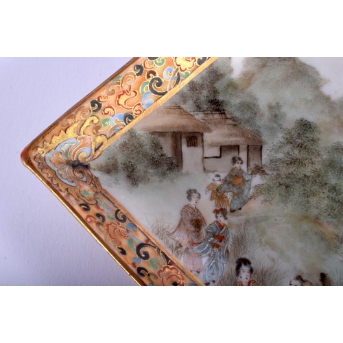 1167 - A 19TH CENTURY JAPANESE MEIJI PERIOD KAGA KUTANI PORCELAIN DISH by Nishimura Saichi. 12 cm x 12 cm.