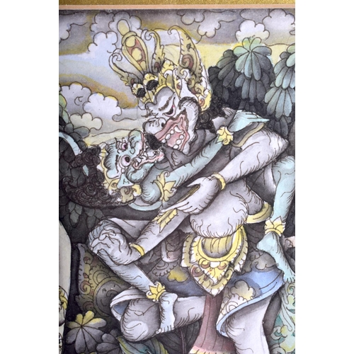 1173 - A PAIR OF EARLY 20TH CENTURY THAI WATERCOLOUR PAINTINGS depicting Buddhistic deity. Image 16 cm x 10... 