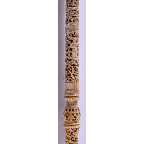 1174 - AN EXTREMELY RARE 19TH CENTURY CHINESE CANTON IVORY FOLDING SCROLL POINTER Qing, with silver mounts.... 