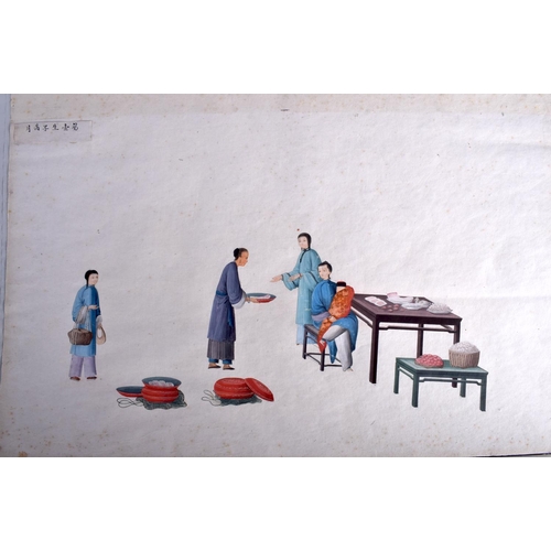 1201 - A GOOD SET OF TWELVE LARGE 19TH CENTURY PAINTED WATERCOLOURS Qing, depicting various processional sc... 