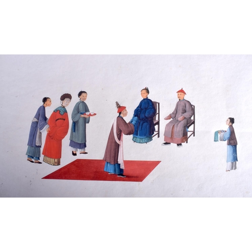 1201 - A GOOD SET OF TWELVE LARGE 19TH CENTURY PAINTED WATERCOLOURS Qing, depicting various processional sc... 