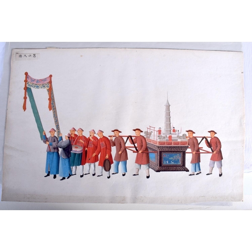 1201 - A GOOD SET OF TWELVE LARGE 19TH CENTURY PAINTED WATERCOLOURS Qing, depicting various processional sc... 