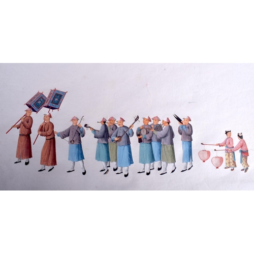 1201 - A GOOD SET OF TWELVE LARGE 19TH CENTURY PAINTED WATERCOLOURS Qing, depicting various processional sc... 