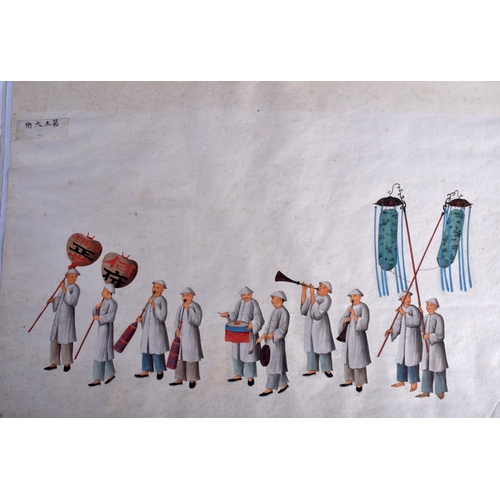 1201 - A GOOD SET OF TWELVE LARGE 19TH CENTURY PAINTED WATERCOLOURS Qing, depicting various processional sc... 