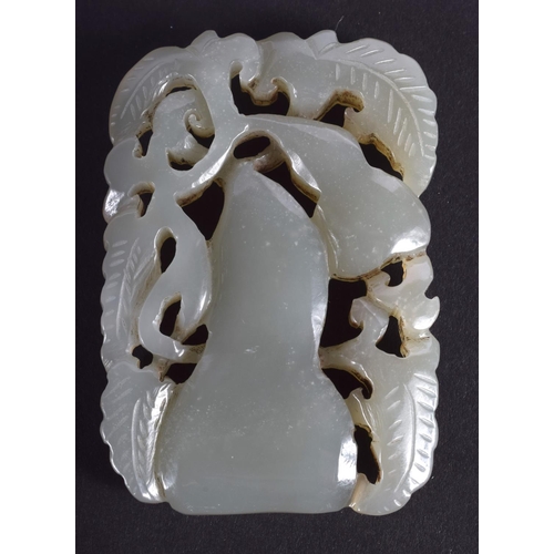 1247 - AN EARLY 20TH CENTURY CHINESE CARVED GREEN JADE PLAQUE 4.25 cm x 5.5 cm.