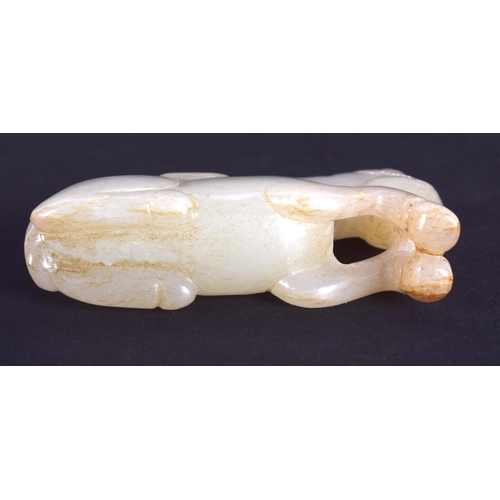 1260 - A CHINESE CARVED GREENISH WHITE JADE FIGURE OF A HORSE 20th Century. 4.5 cm x 2.75 cm.