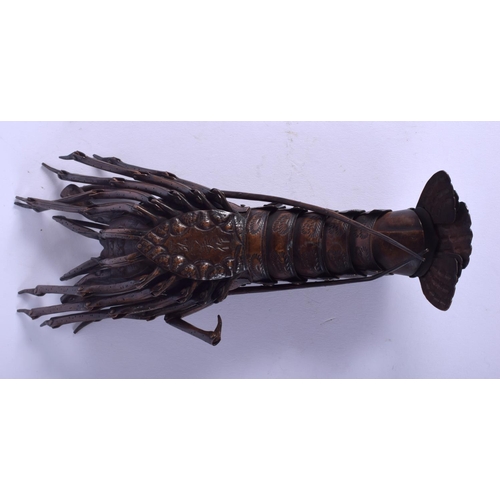 1311 - A 19TH CENTURY JAPANESE MEIJI PERIOD ARTICULATED BRONZE LOBSTER Myochin School. 21 cm long.