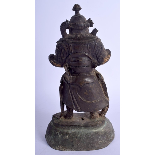 1312 - A 17TH/18TH CENTURY CHINESE BRONZE FIGURE OF A STANDING GUARDIAN Ming, modelled with hands clasped. ... 