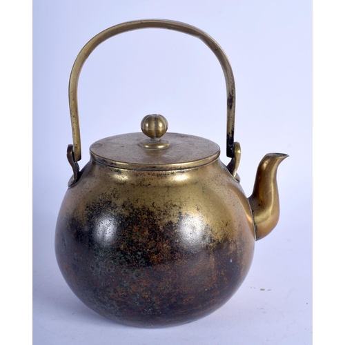 1314 - A RARE 19TH CENTURY CHINESE BRASS TEAPOT AND COVER Jin Xian Tang, with fruiting finial. 285 grams. 1... 