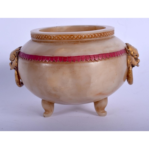 1328 - A VERY RARE 18TH CENTURY CHINESE CARVED MARBLE CENSER Qianlong. 8.5 cm wide.